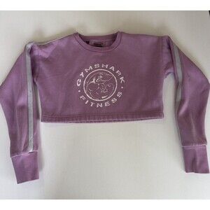 Gymshark Women's Cropped Sweater Long Sleeve Logo Purple Lavender Size Small